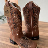 Texana Alice - Couro Horse Nescau/Bordado Tribal Preto
