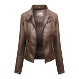 Jaqueta Feminina Slim Black Luxe com Gola Alta Estilo Motociclista - (Promoção de Inverno 2026)