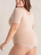 Body Modelador Manga Curta Bege