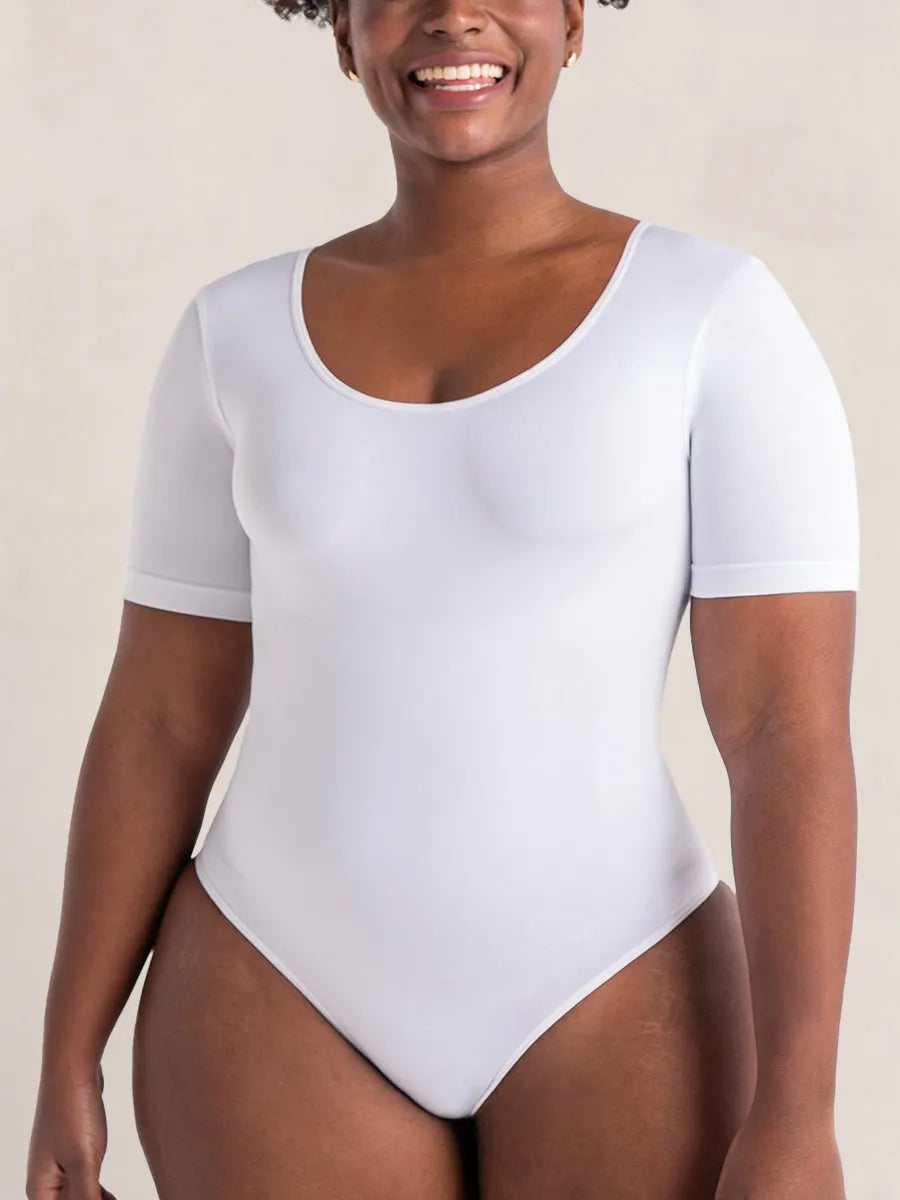 Body Modelador Manga Curta Branco