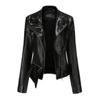 Jaqueta Feminina Estilo Motociclista com Gola Alta - (Promoção de Inverno 2026)