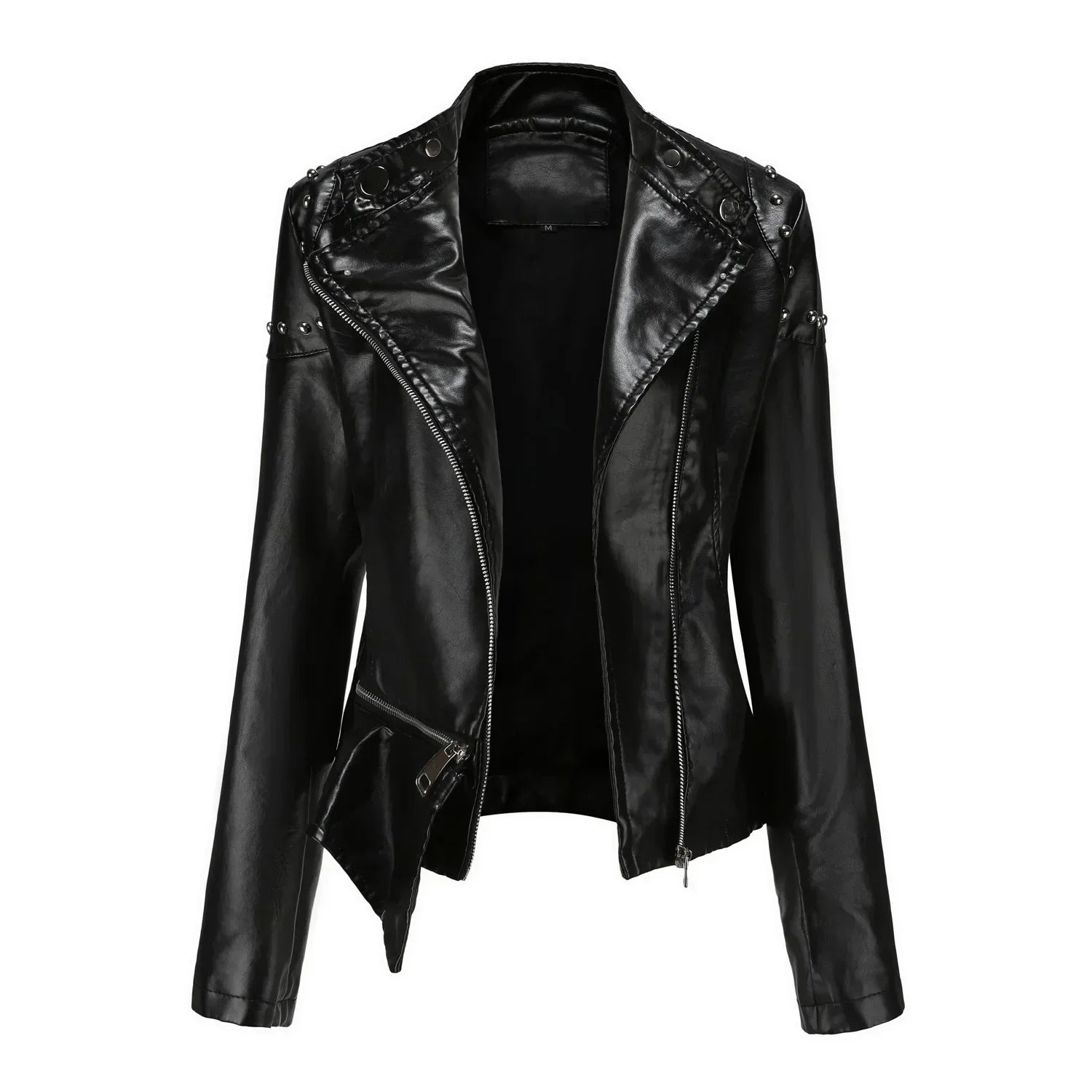Jaqueta Feminina Estilo Motociclista com Gola Alta - (Promoção de Inverno 2026)