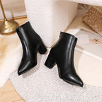Bota de Couro Casual de Salto LeatherTrim