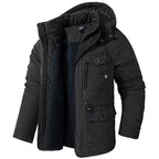 Jaqueta Masculina Tática com Capuz Forro Fleece e Bolsos