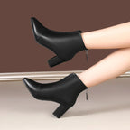 Bota de Couro Casual de Salto LeatherTrim
