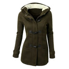 Casaco Feminino Básico com Capuz e Zíper - Sobretudo Casual para Outono/Inverno - (Promoção de Inverno 2026)