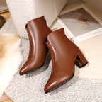 Bota de Couro Casual de Salto LeatherTrim