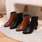 Bota de Couro Casual de Salto LeatherTrim