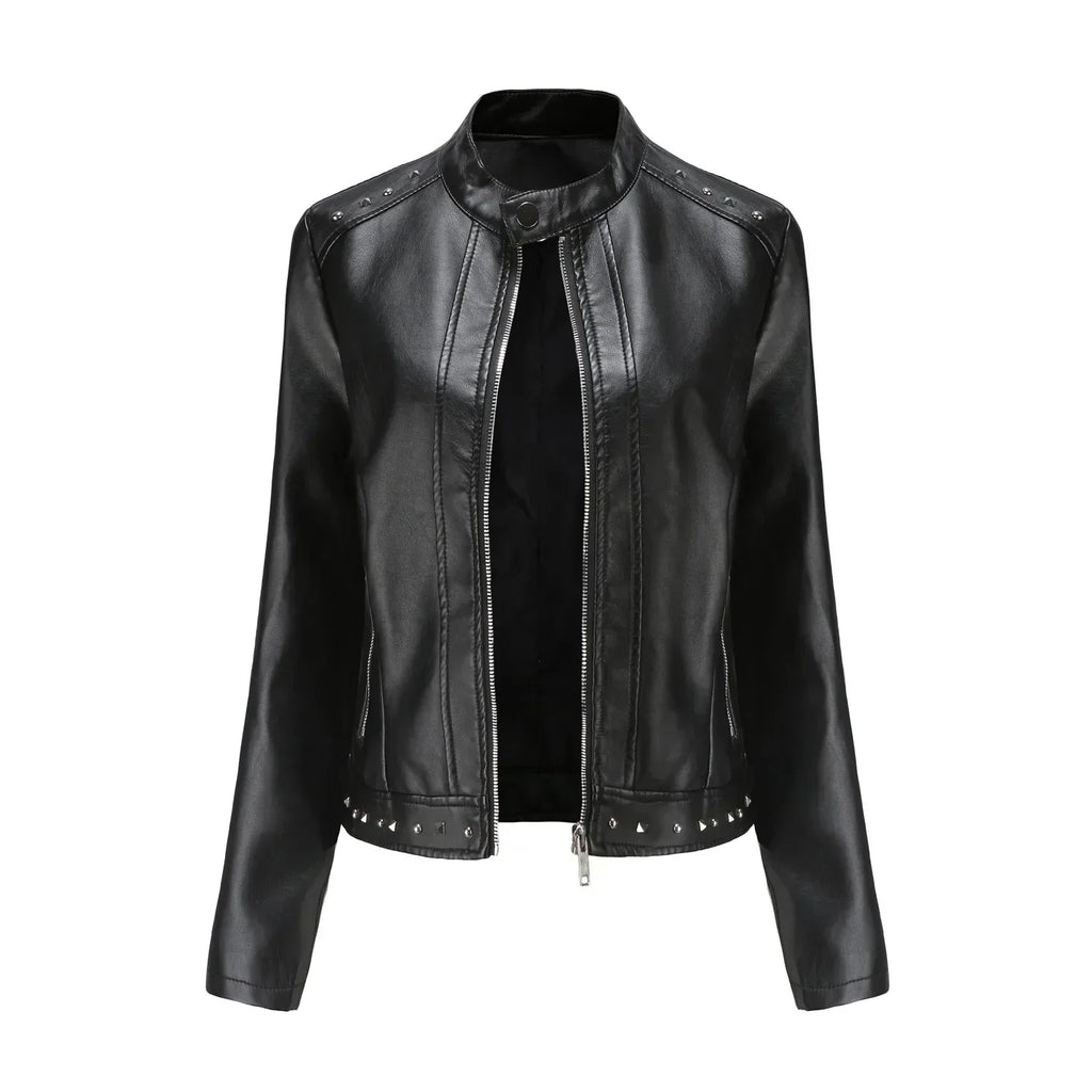 Jaqueta Feminina Estilo Punk Rock com Gola Alta - (Promoção de Inverno 2026)