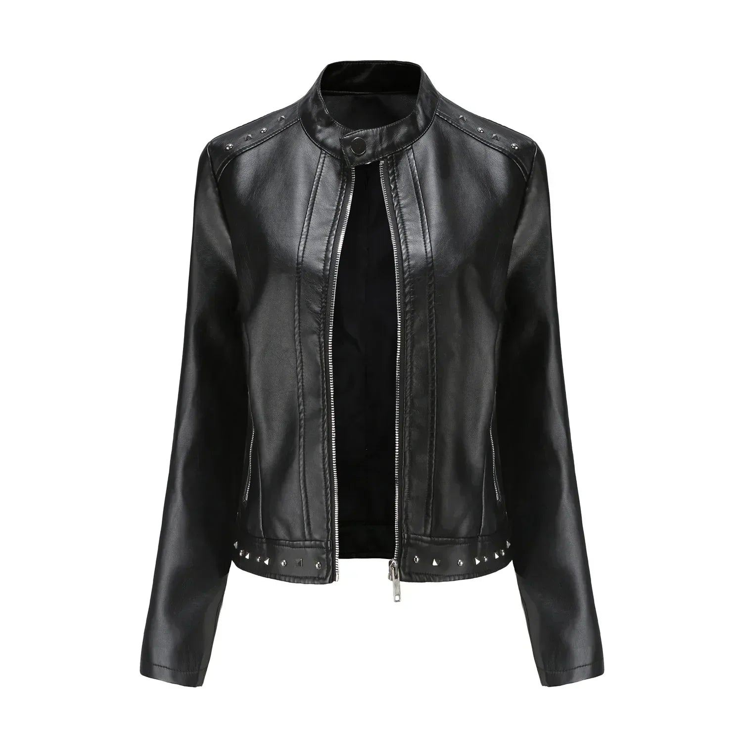 Jaqueta Feminina Estilo Punk Rock com Gola Alta - (Promoção de Inverno 2026)
