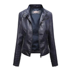 Jaqueta Feminina Slim Black Luxe com Gola Alta Estilo Motociclista - (Promoção de Inverno 2026)