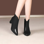 Bota de Couro Casual de Salto LeatherTrim