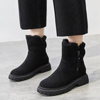 Bota de Couro Inverno Casual Forrada Apricot
