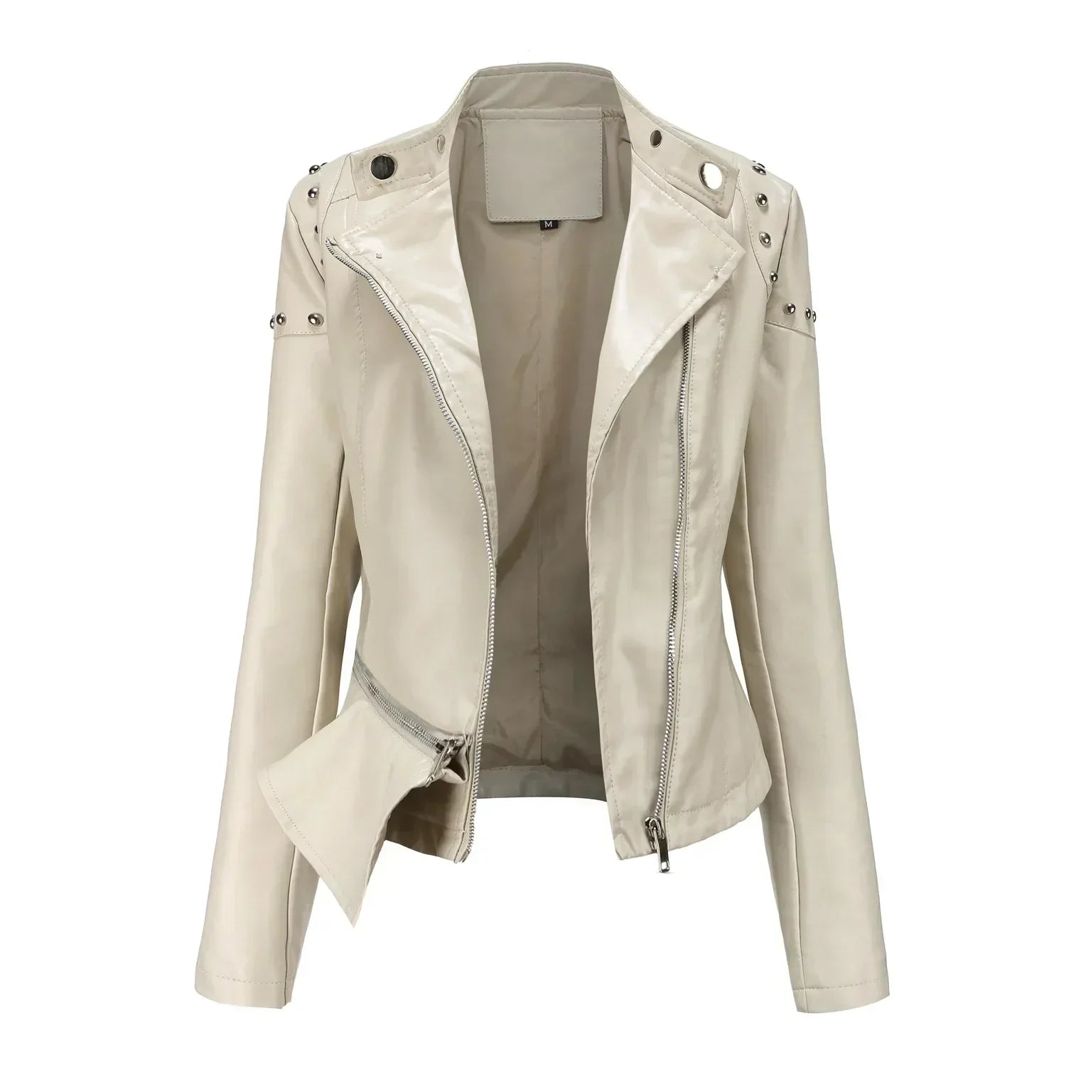 Jaqueta Feminina Estilo Motociclista com Gola Alta - (Promoção de Inverno 2026)