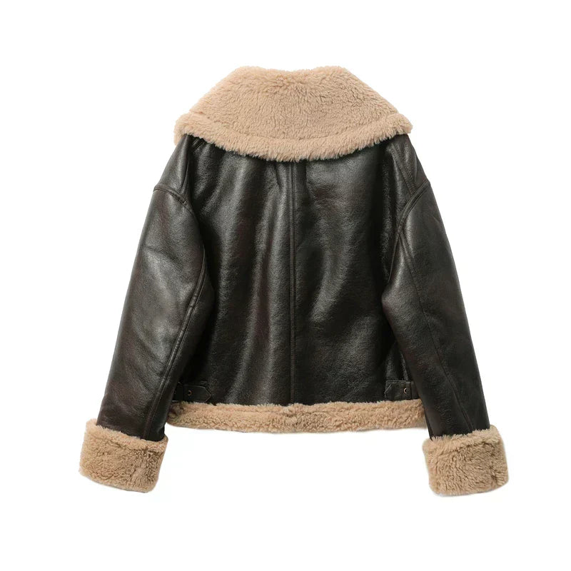 Jaqueta Feminina Curta com Forro Quente Design Dupla Face – (Promoção de Inverno 2026)