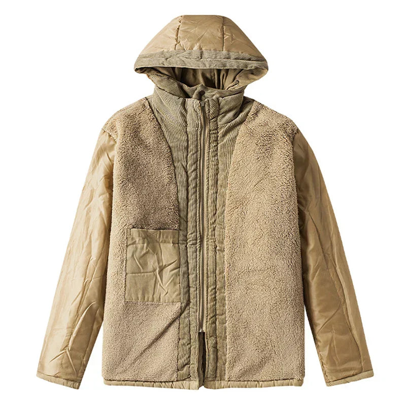 Jaqueta Masculina Tática com Capuz Forro Fleece e Bolsos