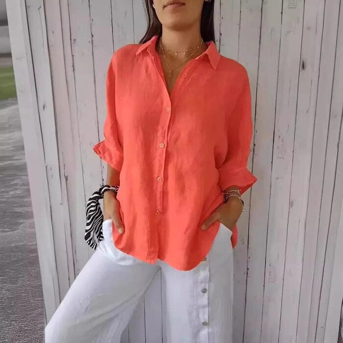 Camisa Cassandra em Linho de Algodão [Compre 1 Leve2]