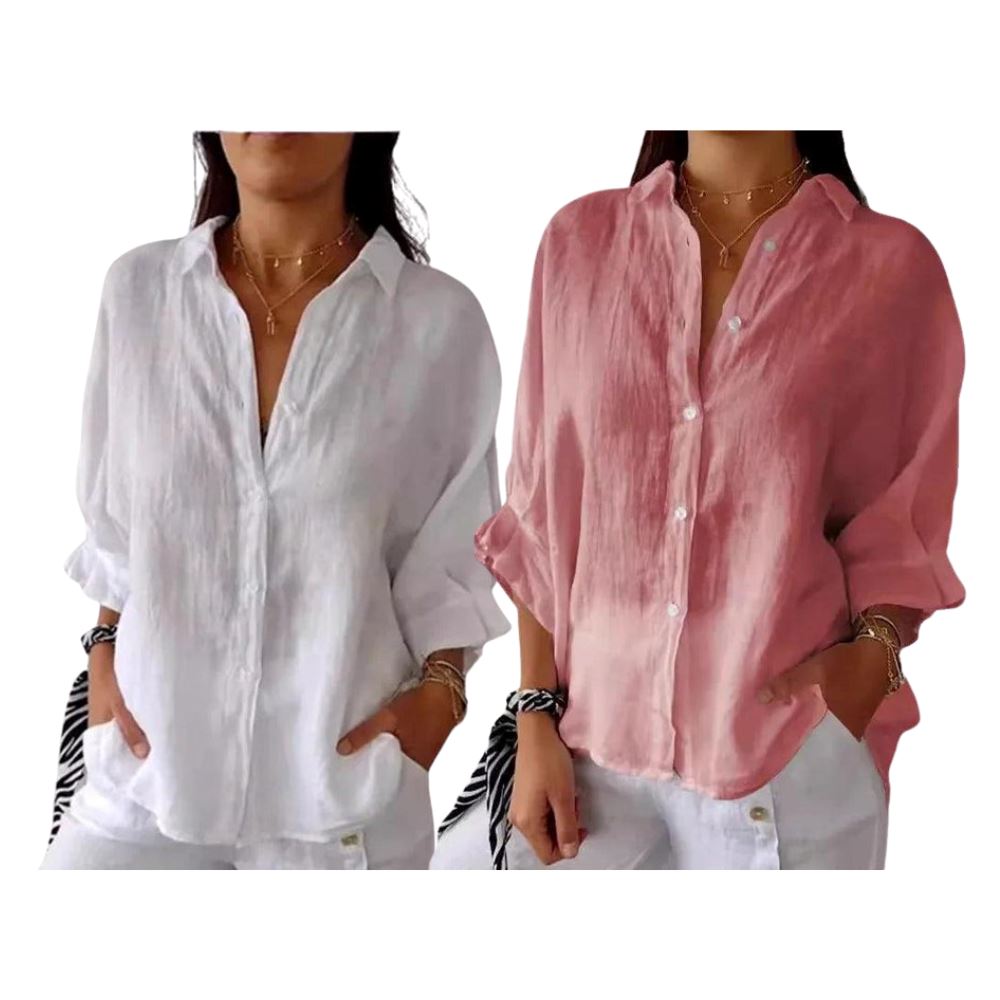 Camisa Cassandra em Linho de Algodão [Compre 1 Leve2]
