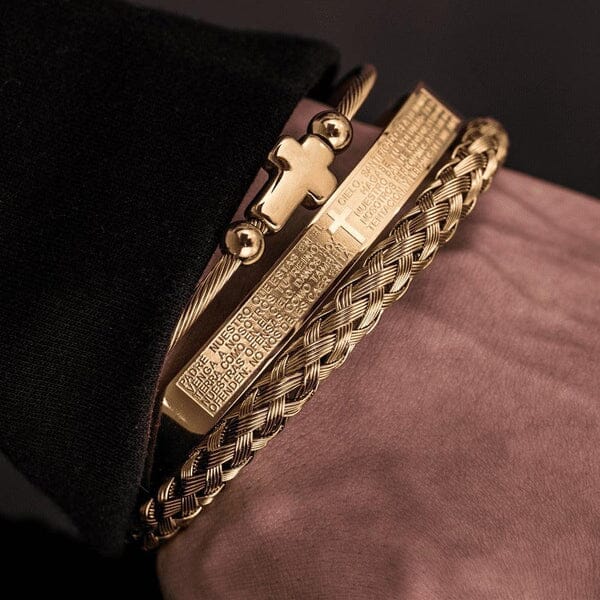 Conjunto 3 Pulseiras Crucifixo PAI NOSSO