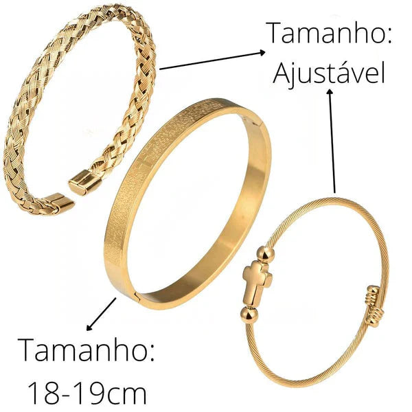 Conjunto 3 Pulseiras Crucifixo PAI NOSSO