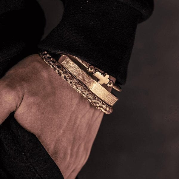 Conjunto 3 Pulseiras Crucifixo PAI NOSSO