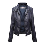 Jaqueta Feminina Slim Black Luxe com Gola Alta Estilo Motociclista - (Promoção de Inverno 2026)