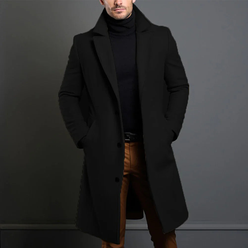 Sobretudo Masculino de Inverno em Mistura de Lã – Estilo Sofisticado