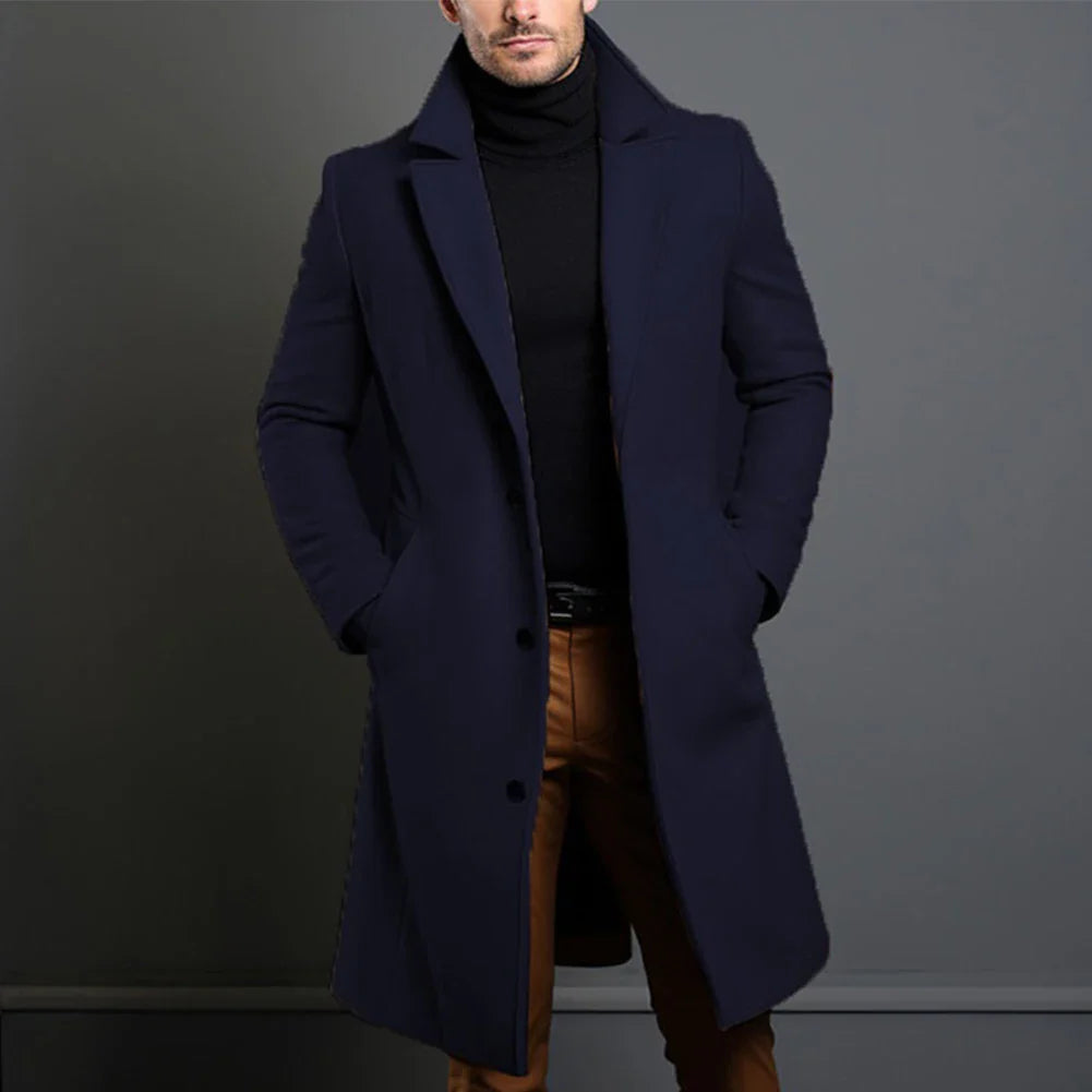 Sobretudo Masculino de Inverno em Mistura de Lã – Estilo Sofisticado