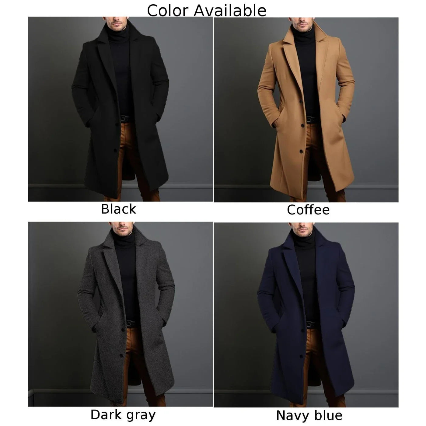 Sobretudo Masculino de Inverno em Mistura de Lã – Estilo Sofisticado