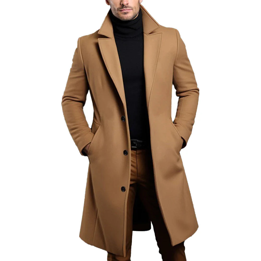 Sobretudo Masculino de Inverno em Mistura de Lã – Estilo Sofisticado