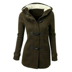 Casaco Feminino Básico com Capuz e Zíper - Sobretudo Casual para Outono/Inverno - (Promoção de Inverno 2026)