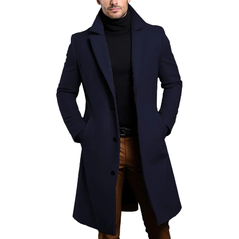 Sobretudo Masculino de Inverno em Mistura de Lã – Estilo Sofisticado