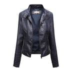 Jaqueta Feminina Slim com Gola Alta Estilo Biker - (Promoção de Inverno 2026)