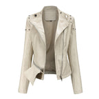 Jaqueta Feminina Estilo Motociclista com Gola Alta - (Promoção de Inverno 2026)