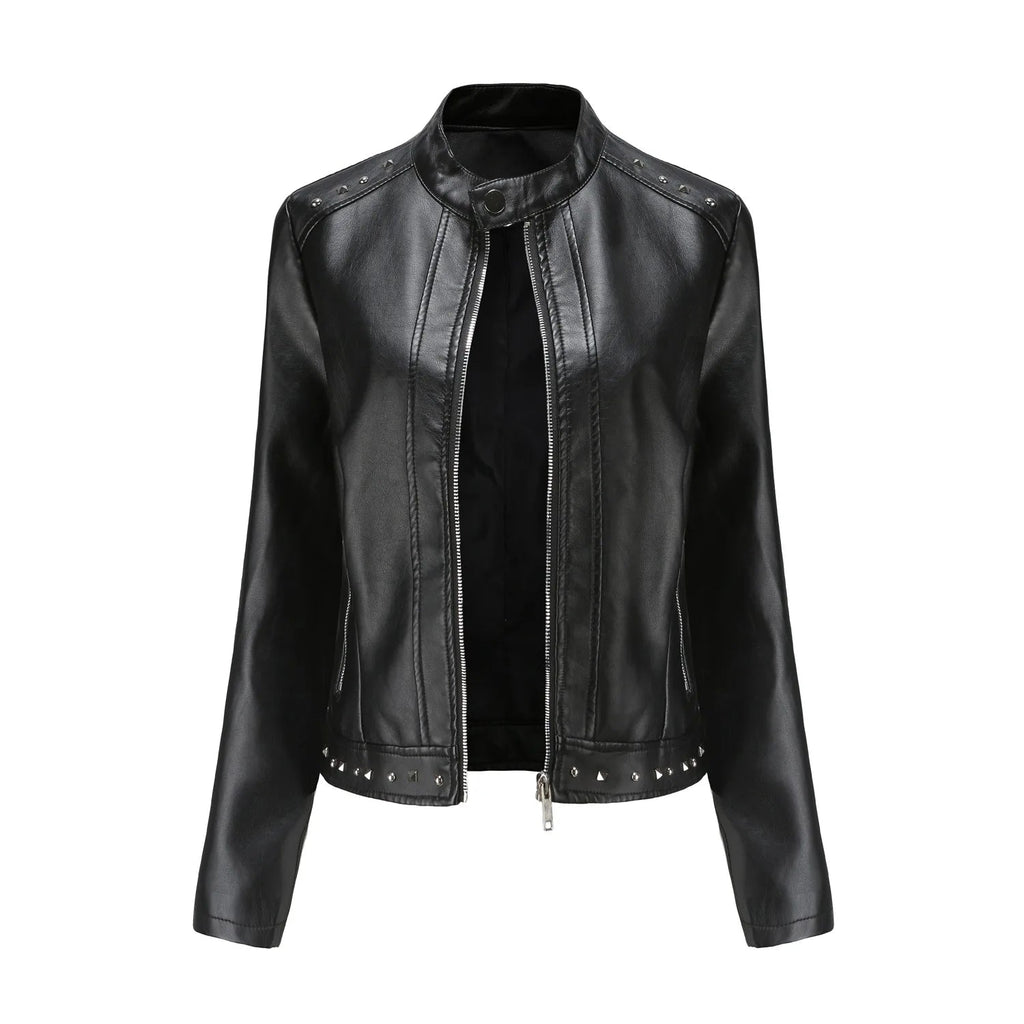 Jaqueta Feminina Estilo Punk Rock com Gola Alta - (Promoção de Inverno 2026)