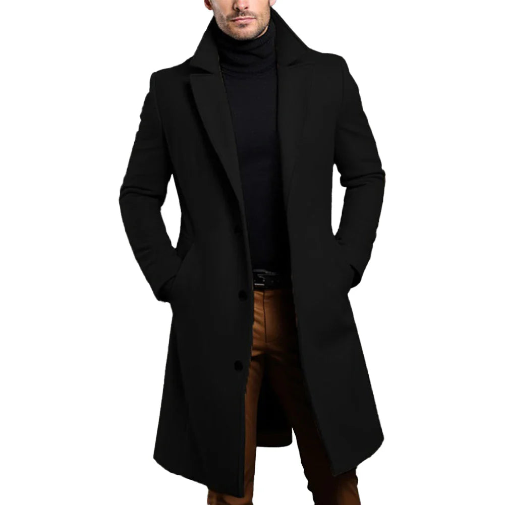 Sobretudo Masculino de Inverno em Mistura de Lã – Estilo Sofisticado