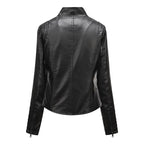 Jaqueta Feminina Slim Black Luxe com Gola Alta Estilo Motociclista - (Promoção de Inverno 2026)