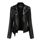 Jaqueta Feminina Estilo Motociclista com Gola Alta - (Promoção de Inverno 2026)