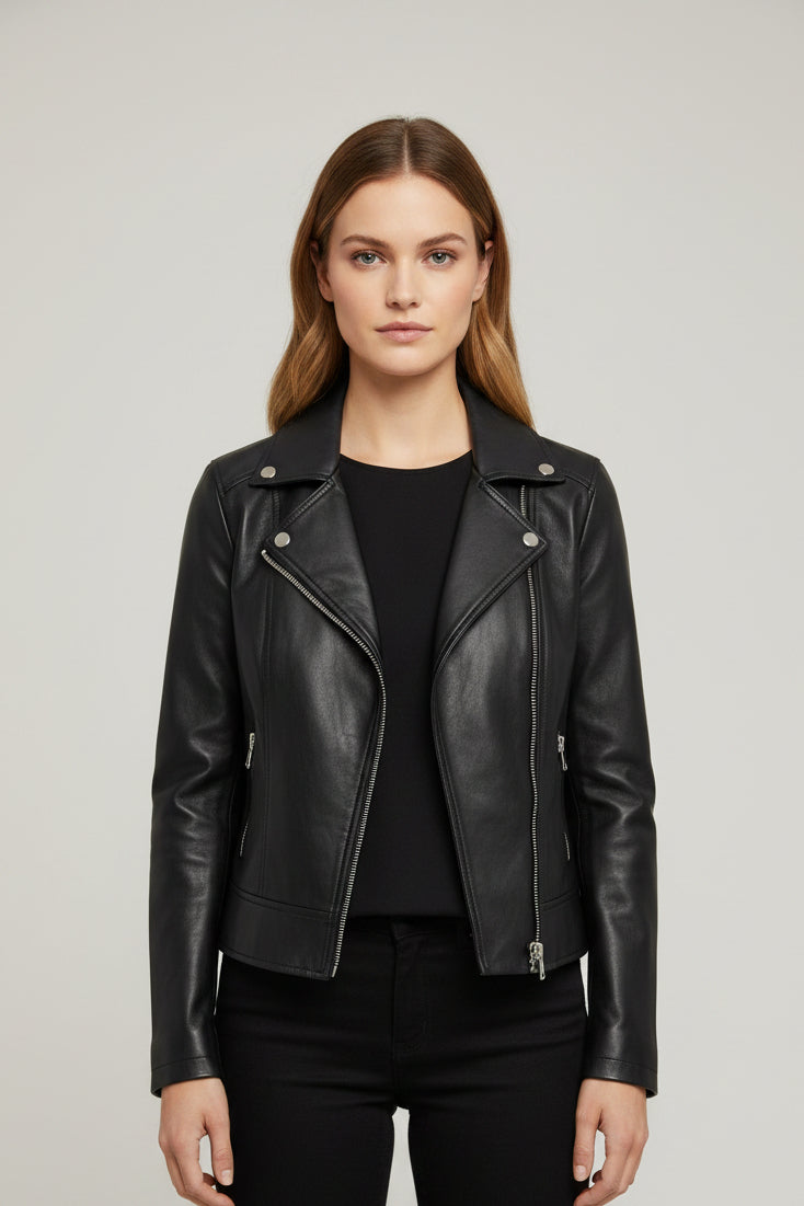 Jaqueta de Couro Feminina Moda Inverno