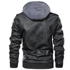 Jaqueta de Couro Masculina com Capuz