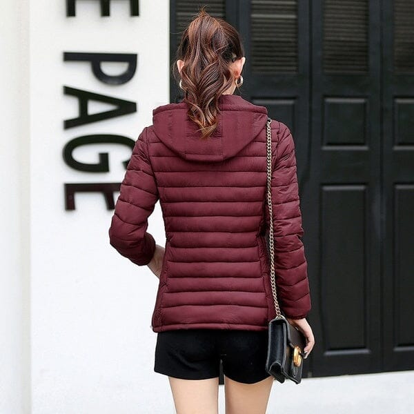 Jaqueta Puffer Feminina Slim Fit com Capuz