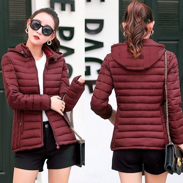 Jaqueta Puffer Feminina Slim Fit com Capuz