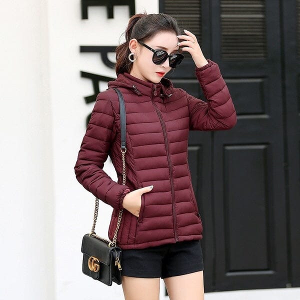 Jaqueta Puffer Feminina Slim Fit com Capuz