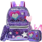 Kit Escolar 4 Peças para Meninas: Mochila, Lancheira, Estojo e Chaveiro